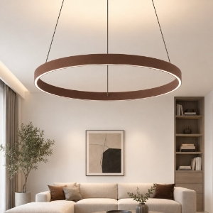 Lampadario moderno anello 80 cm rame opaco led 76w cct 3000k 4000k per soggiorno