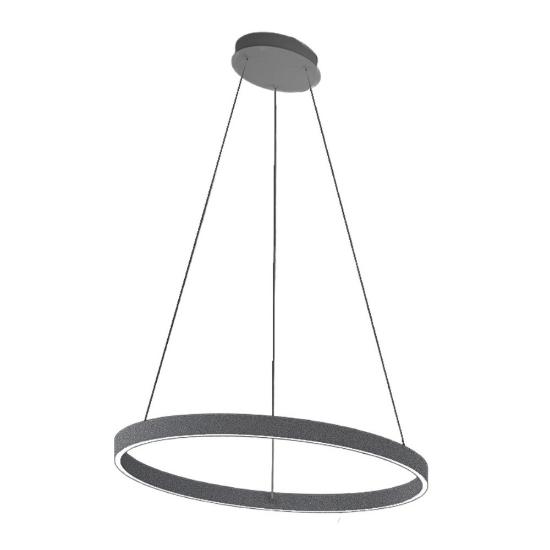 Lampadario moderno anello 80 cm grigio perla led 76w cct 3000k 4000k per soggiorno