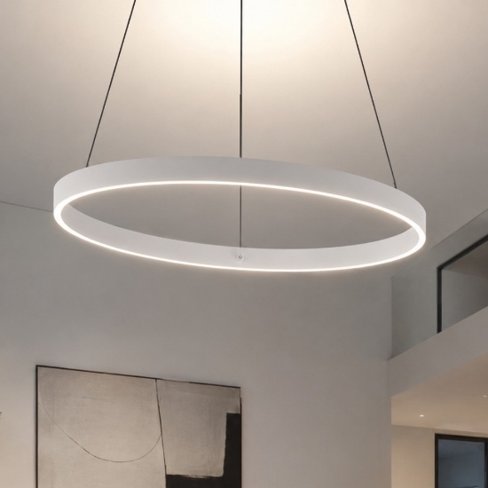 Lampadario a sospensione moderno anello 80 cm bianco led 76w cct 3000k 4000k per soggiorno