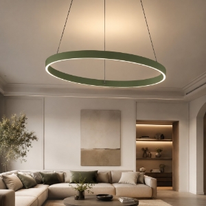 Lampadario anello 80 cm verde salvia led 76w cct 3000k 4000k per soggiorno moderno