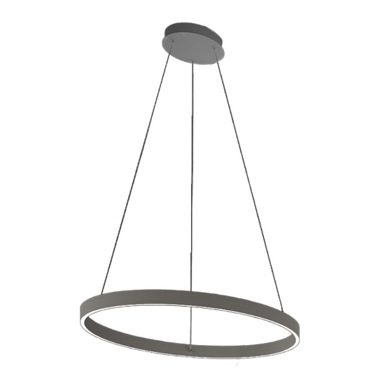 Lampadario moderno sospensione tortora anello 80 cm led 76w cct 3000k 4000k per soggiorno