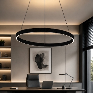 Lampadario per ufficio anello 80 cm moderno nero led 76w cct 3000k 4000k