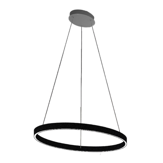 Lampadario per ufficio anello 80 cm moderno nero led 76w cct 3000k 4000k