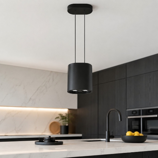 Lampada a sospensione design nero led 20w 3000k stilnovo colonna
