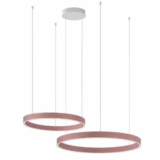 Lampadario a sospensione moderno 2 anelli 40-60 cm oro rosato led 95w cct 3000k 4000k
