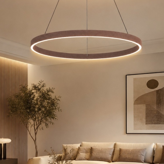 Lampadario moderno oro rosato anello 80 cm bianco led 76w cct 3000k 4000k per soggiorno