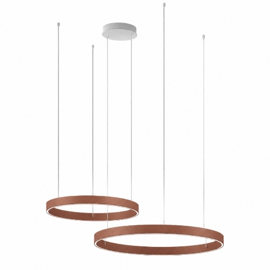 Lampadario a sospensione moderno rame opaco 2 anelli 40-60 cm  led 95w cct 3000k 4000k
