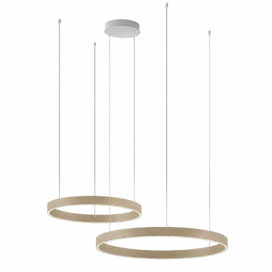 Lampadario moderno 2 anelli oro opaco 40-60 cm led 95w cct 3000k 4000k per salotto