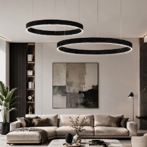 Lampadario a sospensioni nero anelli 40-60 cm led 95w cct 3000k 4000k per soggiorno