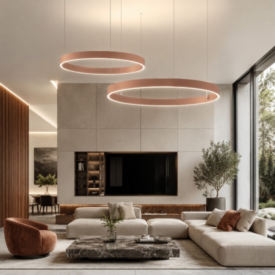 Lampadario a sospensione moderno pesca 2 anelli 40-60 cm led 95w cct 3000k 4000k