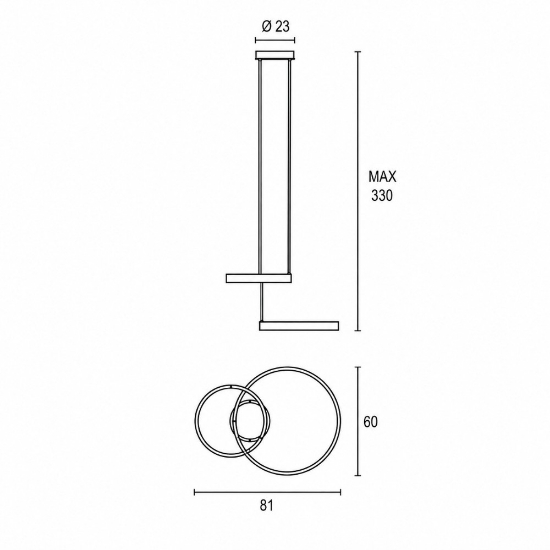Lampadario a sospensione moderno pesca 2 anelli 40-60 cm led 95w cct 3000k 4000k