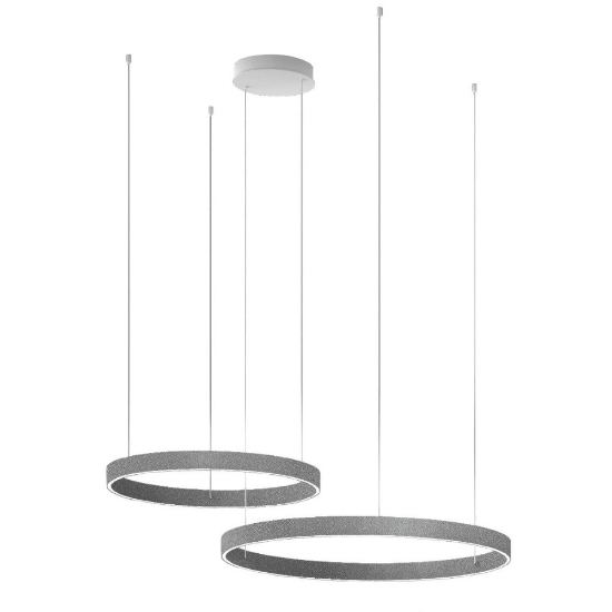 Lampadario a sospensione moderno grigio perla 2 anelli 40-60 cm led 95w cct 3000k 4000k