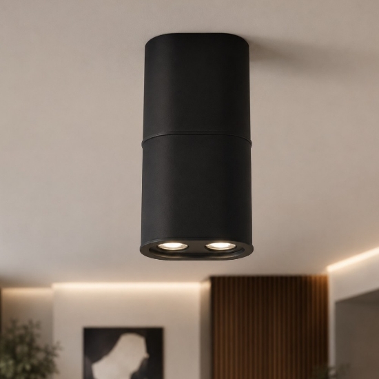 Plafoniera moderna nero led 20w 3000k dimmerabile da soffitto per soggiorno