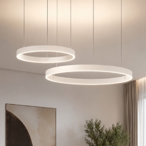 Lampadario a sospensione moderno 2 anelli 40-60 cm bianco led 95w cct 3000k 4000k