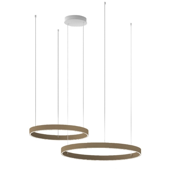 Lampadario a sospensione moderno 2 anelli 40-60 cm sabbia led 95w cct 3000k 4000k