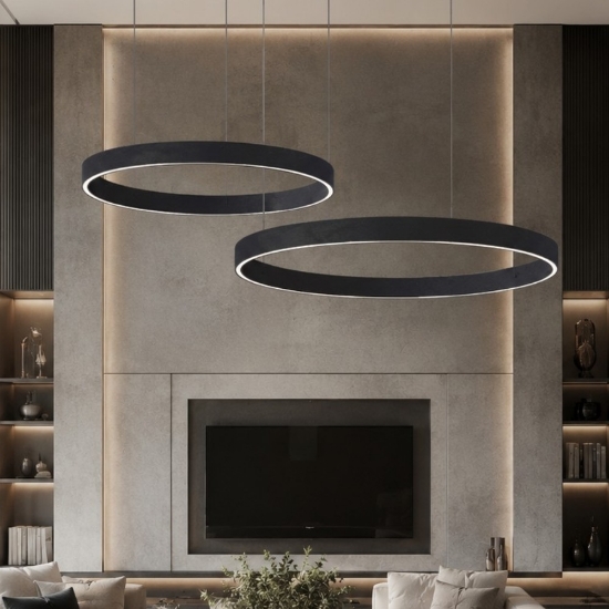 Lampadari a sospensione antracite moderno anelli 60-80 cm led 150w cct 3000k 4000k