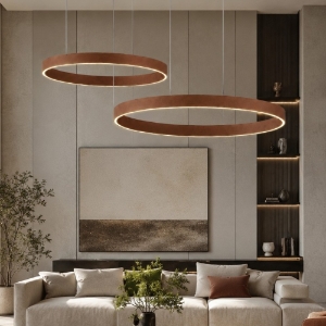 Lampadario moderno anelli 60-80 cm rame opaco led 150w cct 3000k 4000k