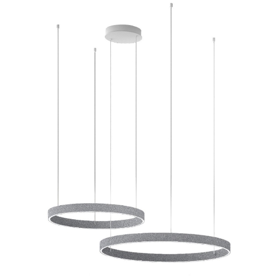 Lampadario moderno a sospensione grigio perla anelli 60-80 cm led 150w cct 3000k 4000k