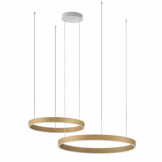 Lampadario a sospensione doppio anello 80-100 cm oro opaco led 200w cct 3000k 4000k