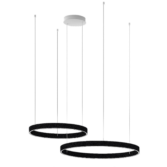 Lampadario a sospensione moderno nero anelli 80-100 cm led 200w cct 3000k 4000k per soggiorno
