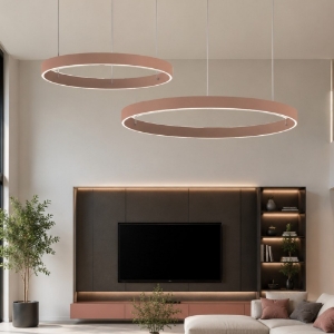 Lampadario doppio anello 80-100 cm a sospensione pesca led 200w cct 3000k 4000k