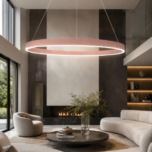 Lampadario oro rosato anello 100 cm led 86w cct 3000k 4000k per soggiorno moderno