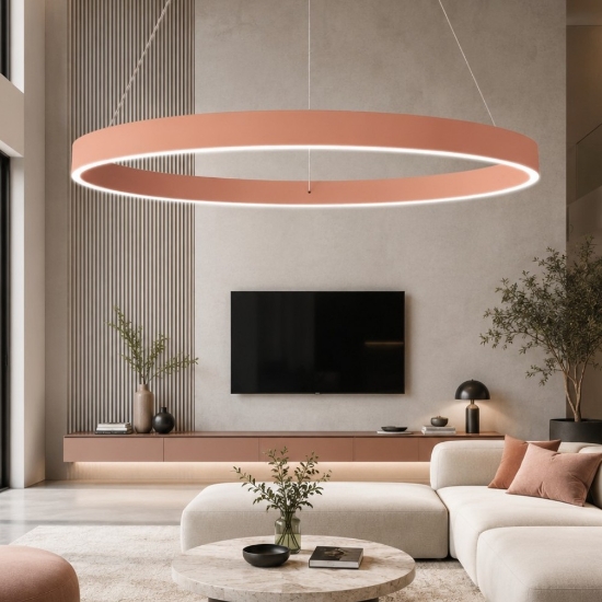 Lampadario moderno pesca anello 100 cm led 86w cct 3000k 4000k per soggiorno