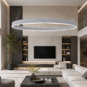 Lampadario a sospensione anello 100 cm moderno grigio perla led 86w cct 3000k 4000k