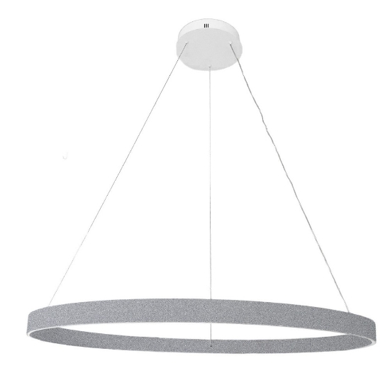 Lampadario a sospensione anello 100 cm moderno grigio perla led 86w cct 3000k 4000k