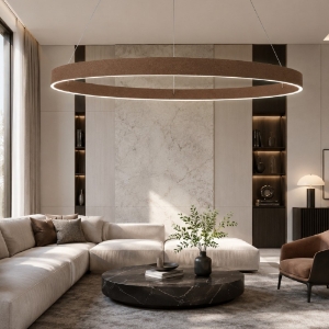 Lampadario anello 120 cm a sospensione moderno rame opaco  led 116w cct 3000k 4000k
