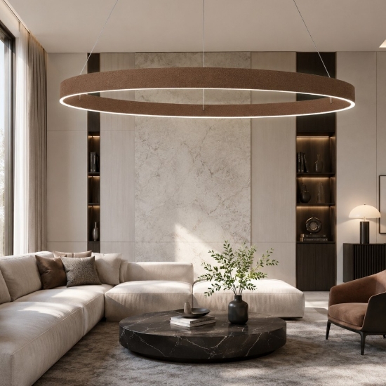 Lampadario anello 120 cm a sospensione moderno rame opaco  led 116w cct 3000k 4000k