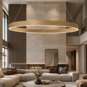 Lampadario moderno grande anello 120 cm oro led 116w cct 3000k 4000k dimmerabile per soggiorno