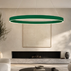 Lampadario moderno verde bosco anello 120 cm led 116w cct 3000k 4000k per grande stanza