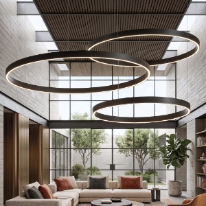 Lampadari 3 anelli 80-100-120 cm a sospensione moderno nero led 300w cct 3000k 4000k