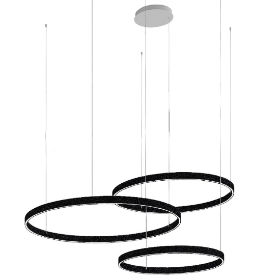 Lampadari 3 anelli 80-100-120 cm a sospensione moderno nero led 300w cct 3000k 4000k