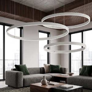 Lampadario 3 anelli 80-100-120 cm bianco moderno led 300w cct 3000k 4000k
