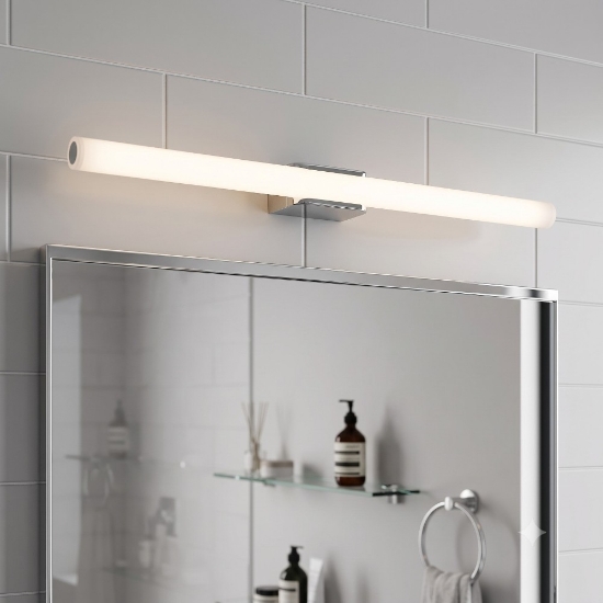 Applique per specchio da bagno moderna cromo tubolare bianco led 20w 3000k ip44