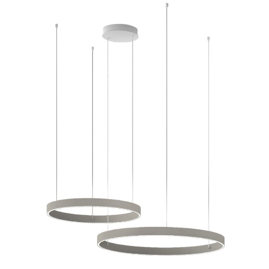 Lampadario moderno tortora 2 anelli 80-100 cm led 200w cct 3000k 4000k per salotto
