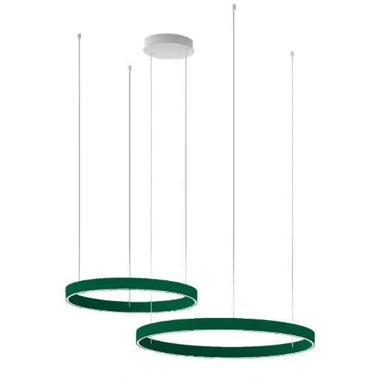 Lampadario moderno doppio anello 80-100 cm verde bosco led 200w cct 3000k 4000k