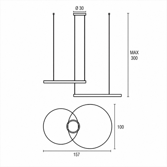 Lampadario moderno doppio anello 80-100 cm verde bosco led 200w cct 3000k 4000k