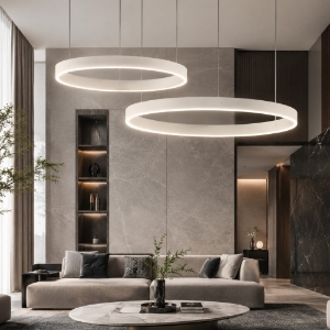 Lampadario a sospensione moderno anelli 80-100 cm bianco led 200w cct 3000k 4000k