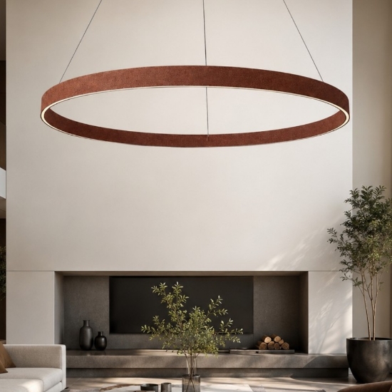 Lampadario a sospensione moderno ruggine anello 120 cm led 116w cct 3000k 4000k