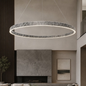 Lampadario grande anello 120 cm a sospensione moderno foglia argento led 116w cct 3000k 4000k