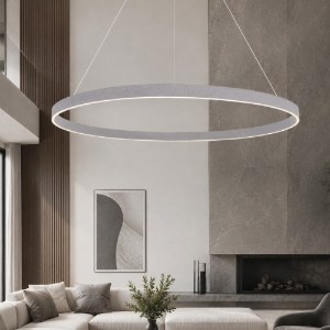 Lampadario moderno grande anello 120 cm grigio perla led 116w cct 3000k 4000k