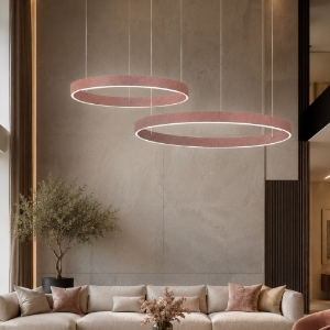 Lampadario a sospensione moderno anelli 100-120 cm oro rosato led 240w cct 3000k 4000k