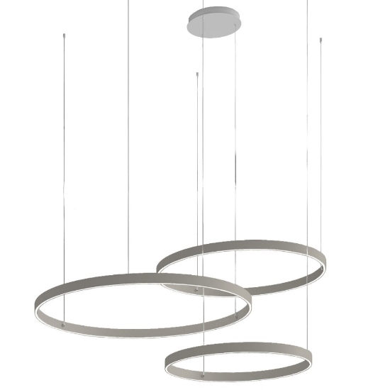 Lampadario moderno 3 anelli 80-100-120 cm tortora sospensione led 300w cct 3000k 4000k