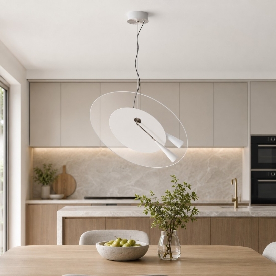 Lampadario da cucina nichel led 26w 3000k dimmerabile basculo stilnovo