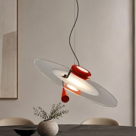 Bascula stilnovo lampadario design rosso led 26w 2700k dimmerabile