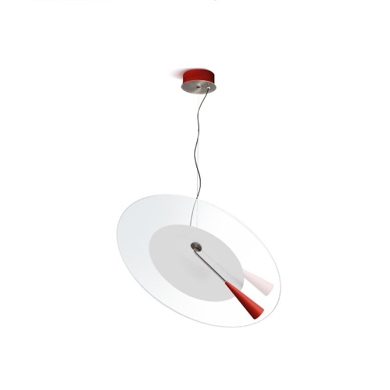 Bascula stilnovo lampadario design rosso led 26w 2700k dimmerabile