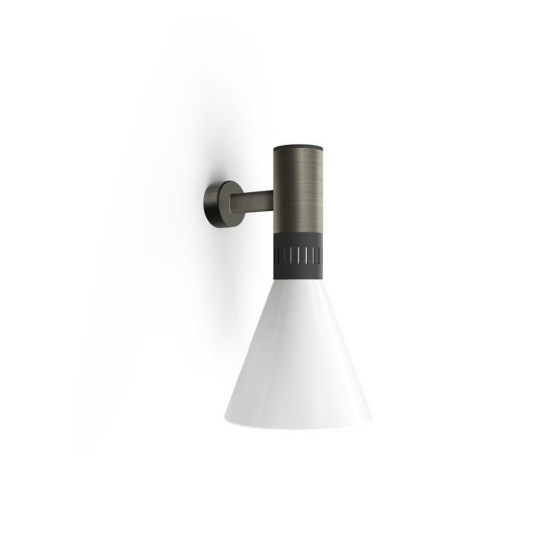 Applique nichel vetro bianco stilnovo cono